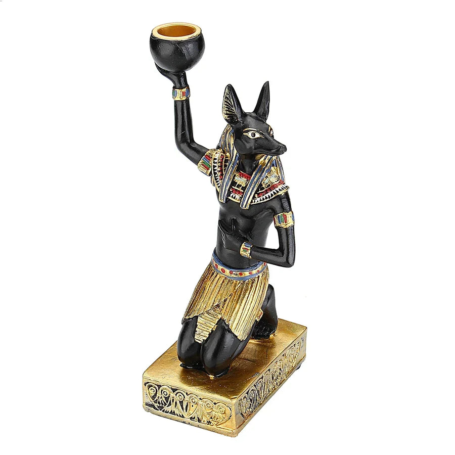 Egyptian Sphinx & Anubis Candleholder – Resin Candlestick, Retro Home Decor