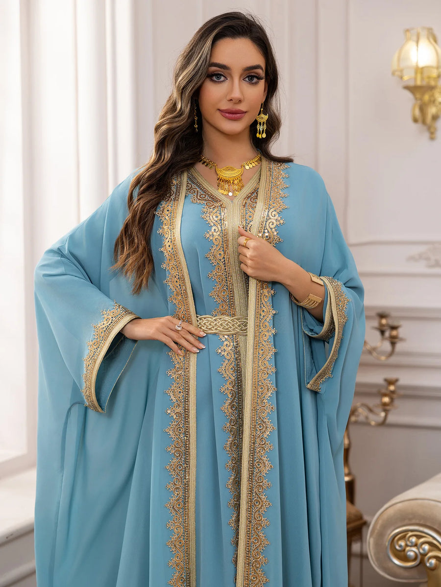 Eid Grace – 2-Piece Lace-Up Cardigan Set for the Muslim Woman