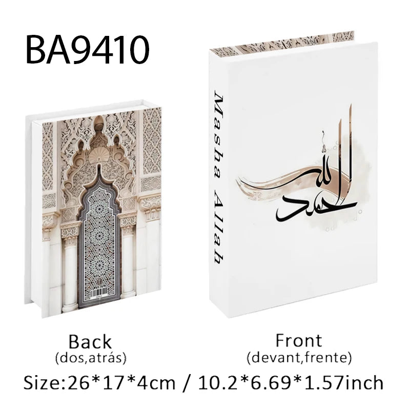 Islamic Ramadan Luxury Fake Book Storage Box Decorative Books Kaaba Mosque Muslims Arch Moroccan Coffee Table Shelf Home Decor