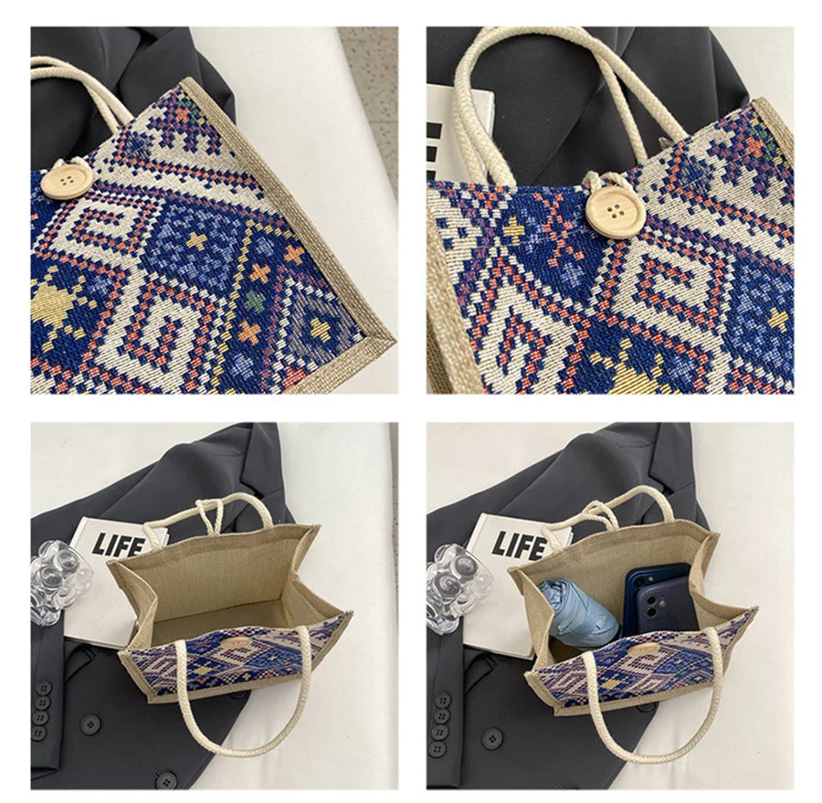 The Linen Garden – Flower Pattern Designer Tote for the Woman on the Move