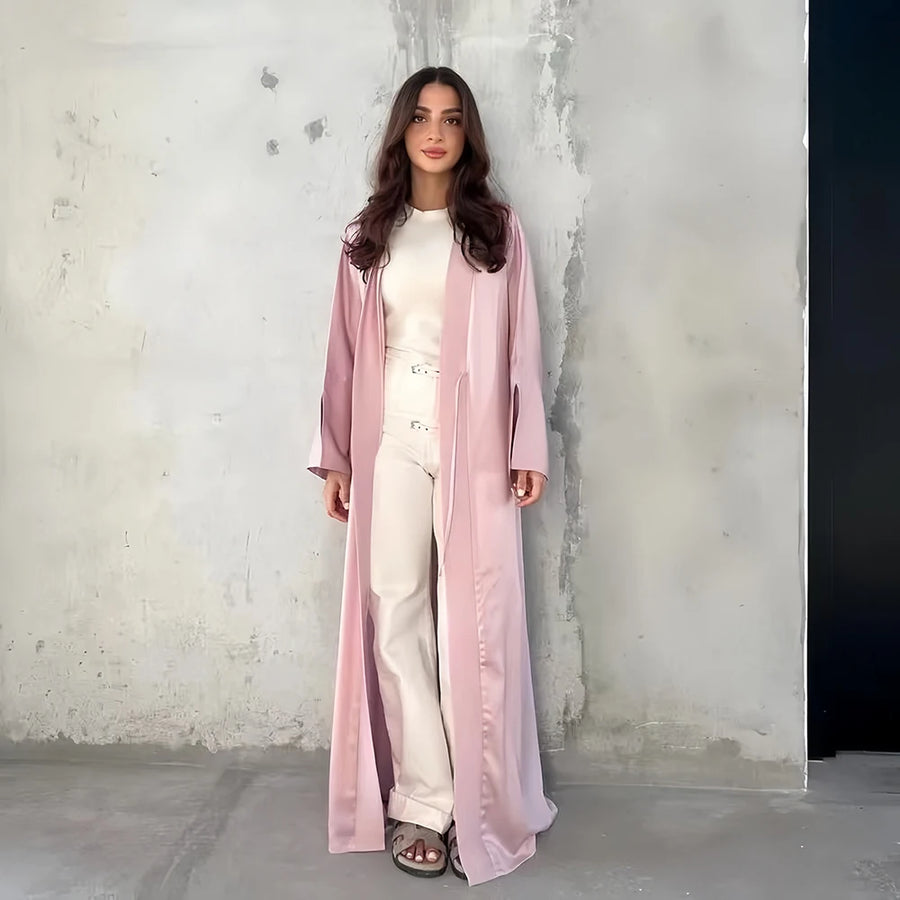 Palestine Pink – The Satin Kimono Abaya for the Muslim Woman in America