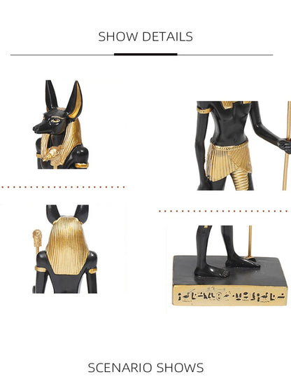 Anubis Resin Sculpture – Egyptian Jackal Guardian & Pyramid Decor