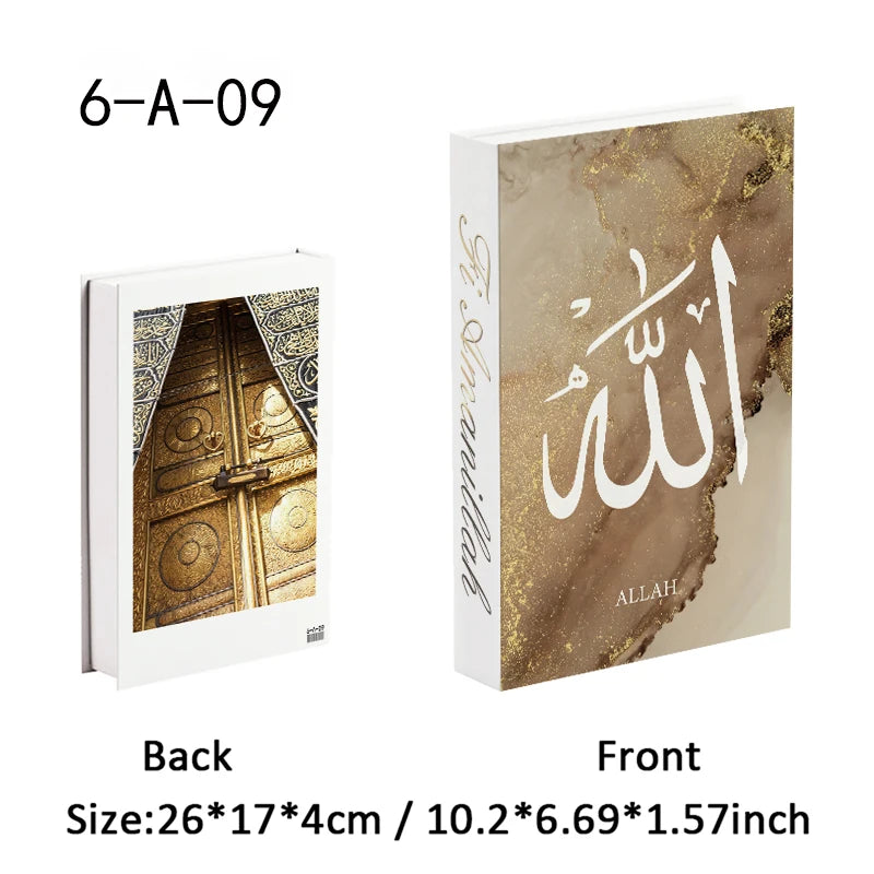 Islamic Kaaba Eid Mosque Luxury Decorative Books Storage Box Fake Book Interior Decoration Coffee Table Ornament Bedroom Decor