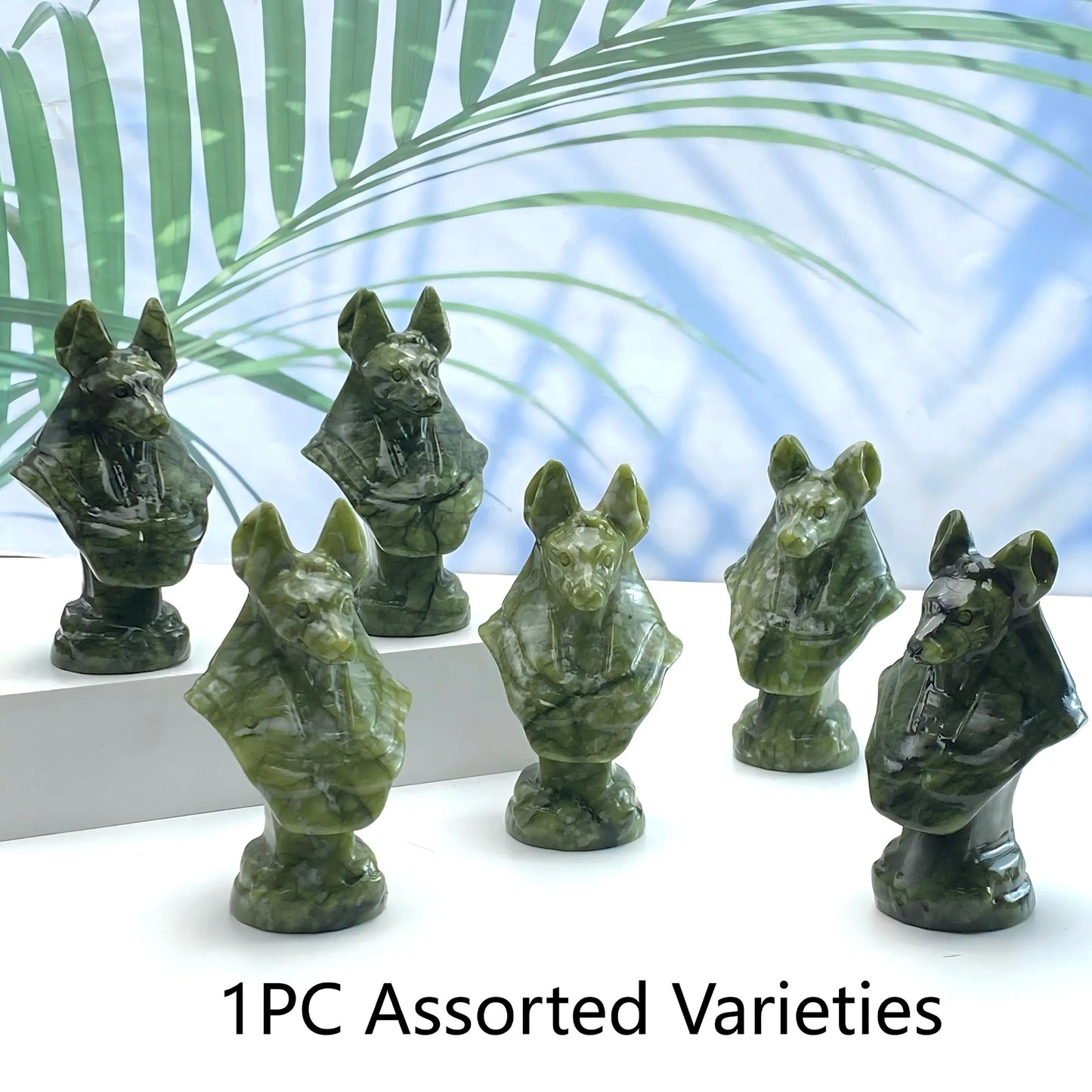 1PC Xiuyan Anubis Carved Ornaments,Stone Collection,Excellent gifts,Halloween,Easter,Halloween Decorative gifts,Home Decorations