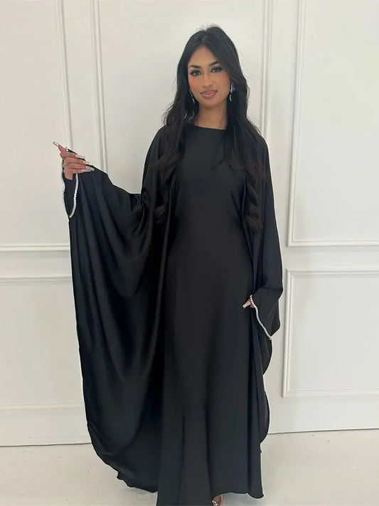 The Batwing Satin Kaftan – Luxury Arabic-African Abaya for Eid