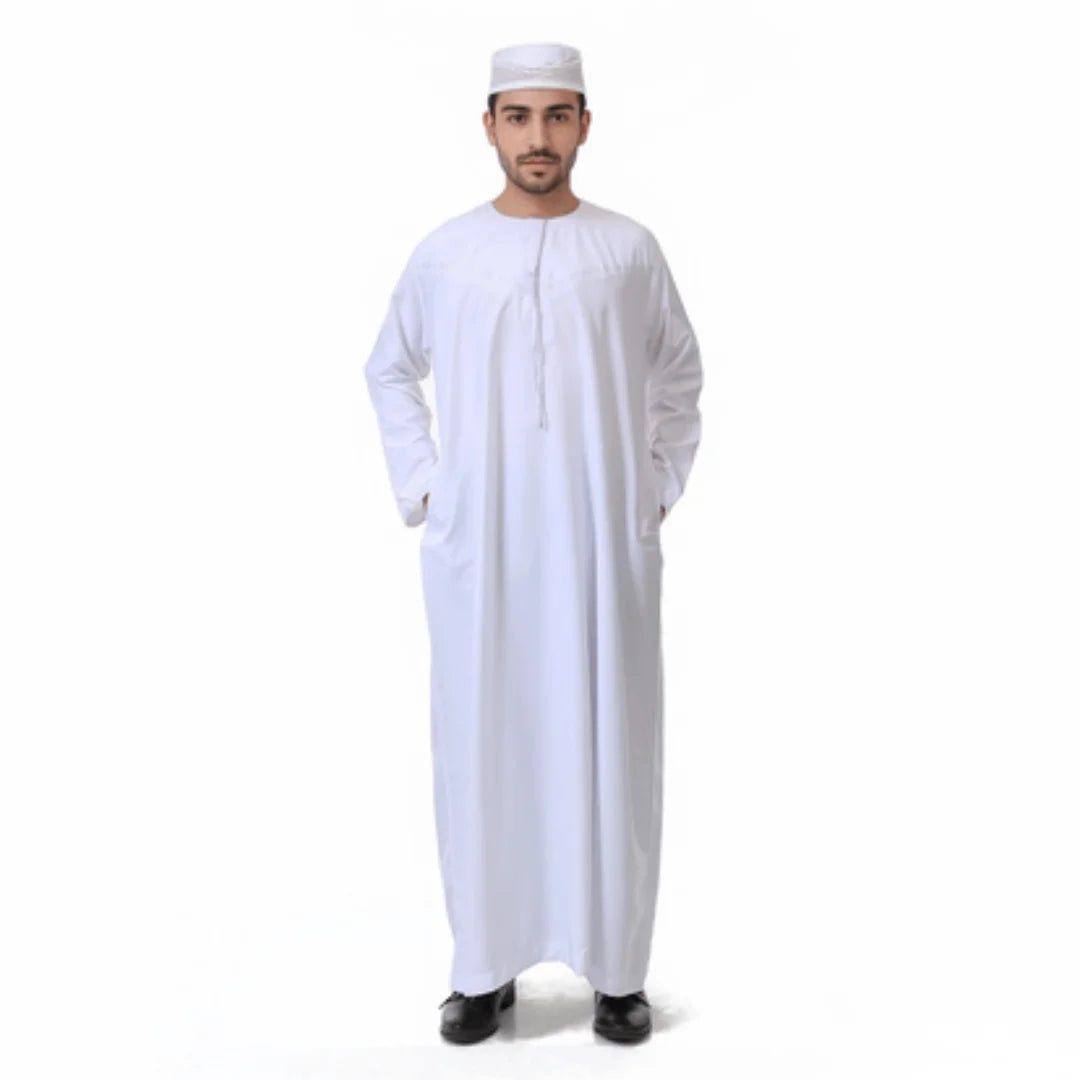 Men's Saudi Arabic Long Sleeve Robe Ramadan Muslim Dress For Men Middle East Islamic Clothing