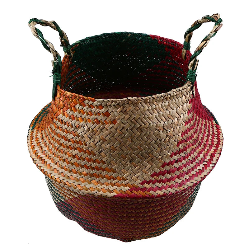 WHISM Handmade Seagrass Storage Basket Flower Pot Rattan Container Toys Organizer Holder Laundry Basket Home Decor Dropshipping